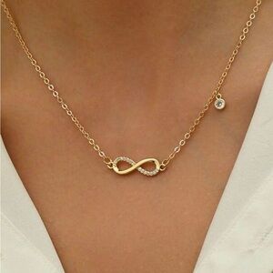 Gold Tone Infinity Necklace‎